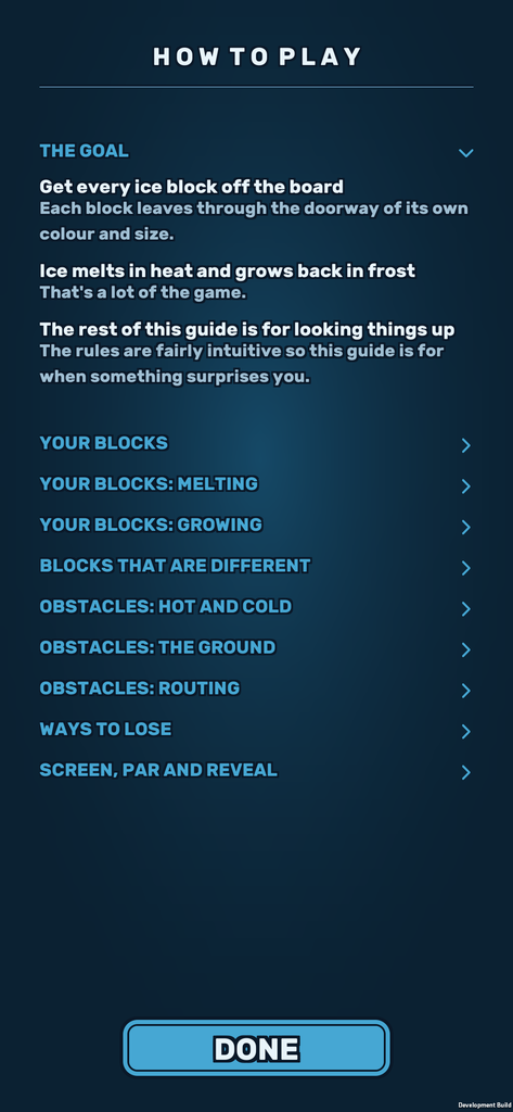 The How to play reference, opened on the goal, with the other nine sections folded away.