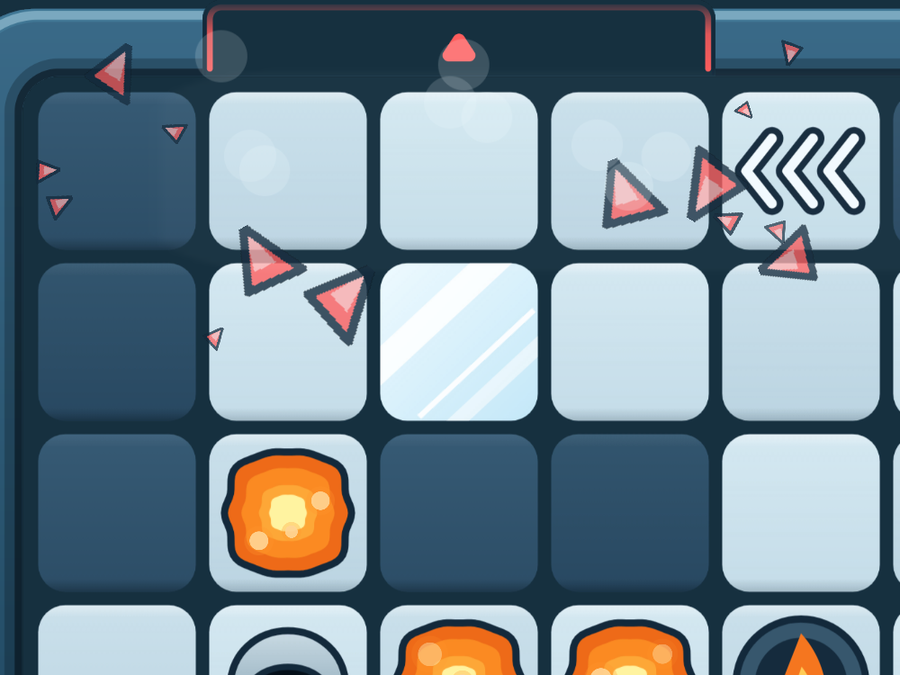 Close-up: a cracked block bursting into red shards as its countdown reaches zero.